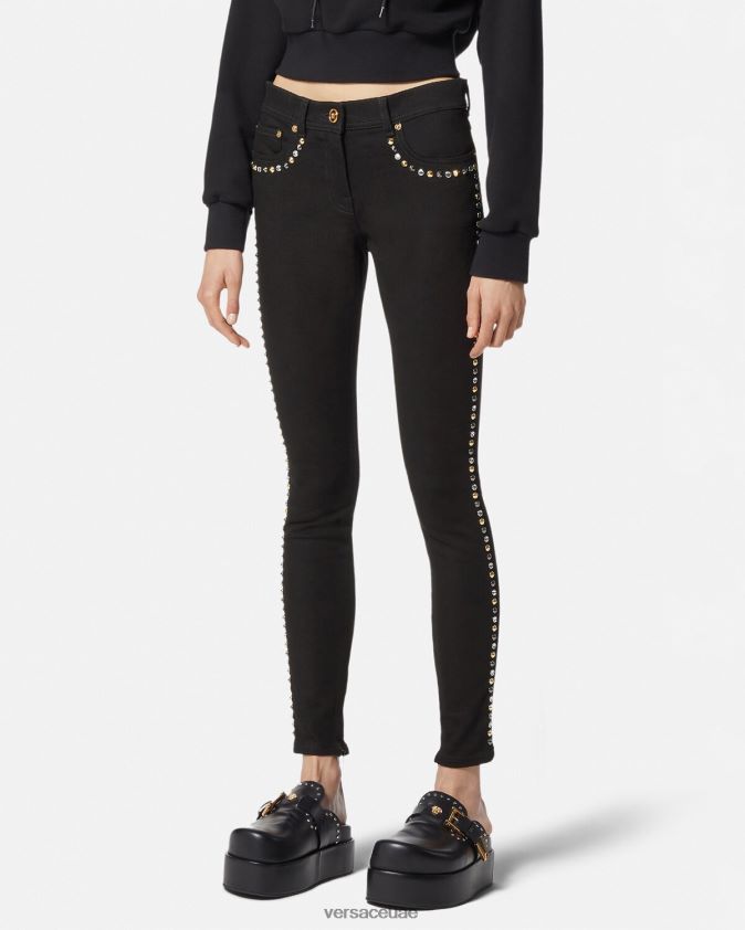 نحيف بنطال جينز ضيق مرصع بميدوسا Versace أسود 0FVD2J214 ملابس