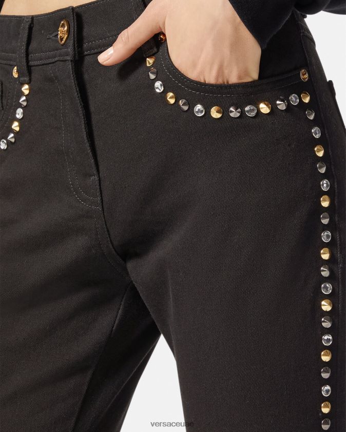 نحيف بنطال جينز ضيق مرصع بميدوسا Versace أسود 0FVD2J214 ملابس