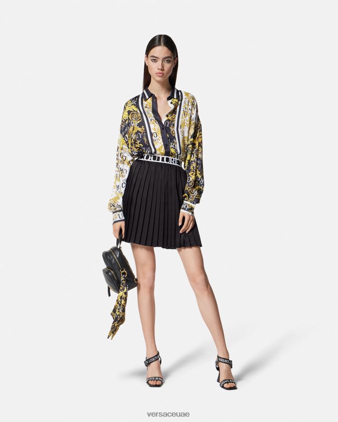 نحيف تنورة بكسرات وشعار الماركة Versace أسود 0FVD2J2152 ملابس