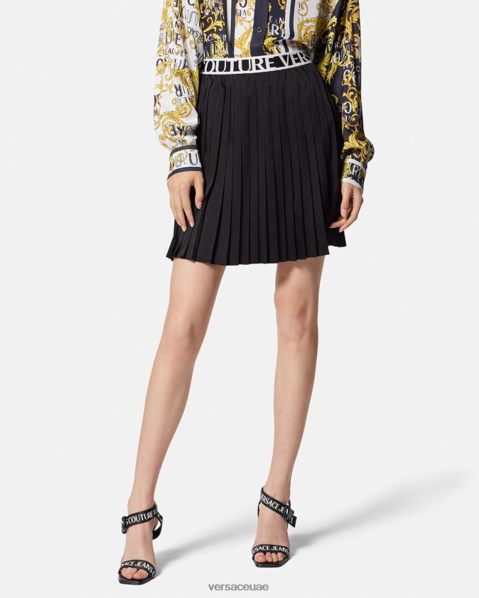 نحيف تنورة بكسرات وشعار الماركة Versace أسود 0FVD2J2152 ملابس