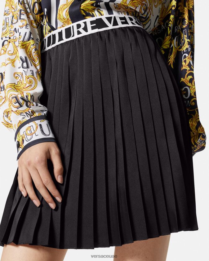 نحيف تنورة بكسرات وشعار الماركة Versace أسود 0FVD2J2152 ملابس