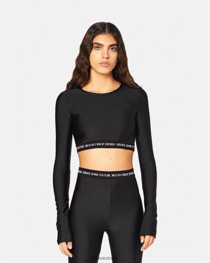 نحيف تيشيرت بأكمام طويلة وشعار الماركة Versace أسود 0FVD2J2153 ملابس