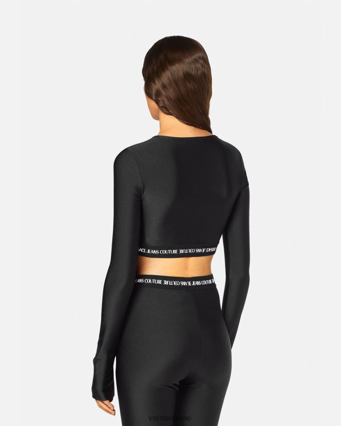 نحيف تيشيرت بأكمام طويلة وشعار الماركة Versace أسود 0FVD2J2153 ملابس
