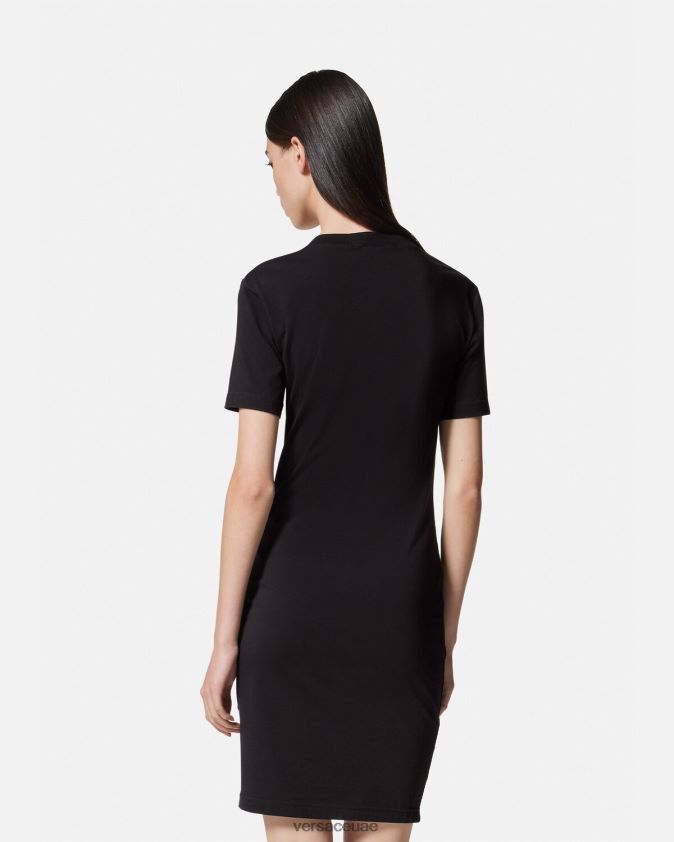 نحيف فستان تي شيرت بشعار الورود Versace أسود 0FVD2J2157 ملابس