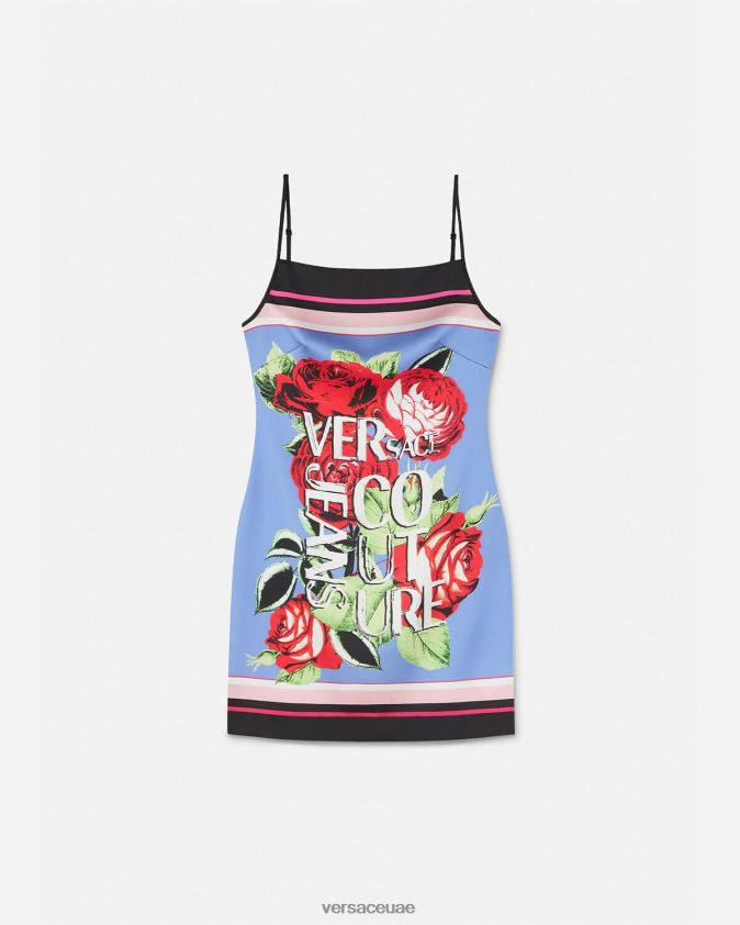 نحيف فستان صغير بالورود Versace أزرق فاتح 0FVD2J2159 ملابس