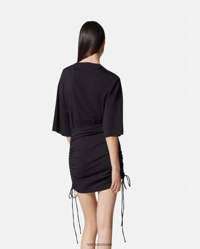 نحيف فستان تي شيرت برباط وشعار الماركة Versace أسود 0FVD2J2161 ملابس