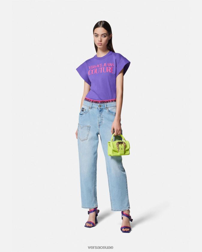 نحيف تيشيرت بشعار الماركة Versace البنفسجي 0FVD2J2163 ملابس