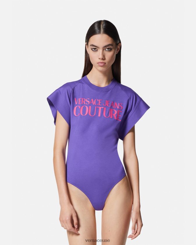 نحيف تيشيرت بشعار الماركة Versace البنفسجي 0FVD2J2163 ملابس