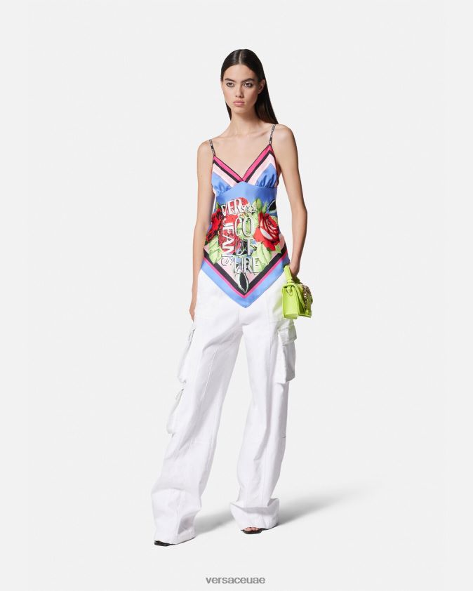 نحيف الورود الفولار الأعلى Versace أزرق فاتح 0FVD2J2165 ملابس