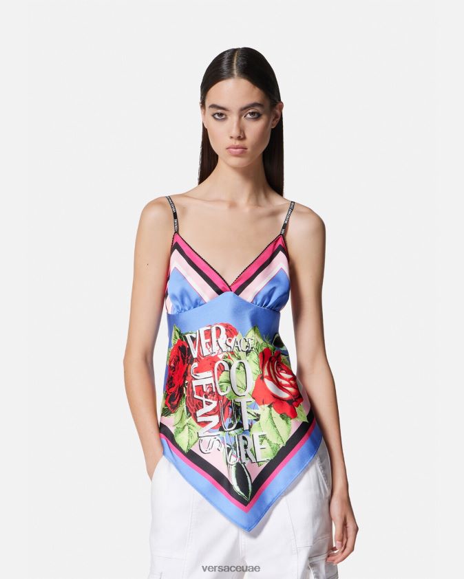 نحيف الورود الفولار الأعلى Versace أزرق فاتح 0FVD2J2165 ملابس