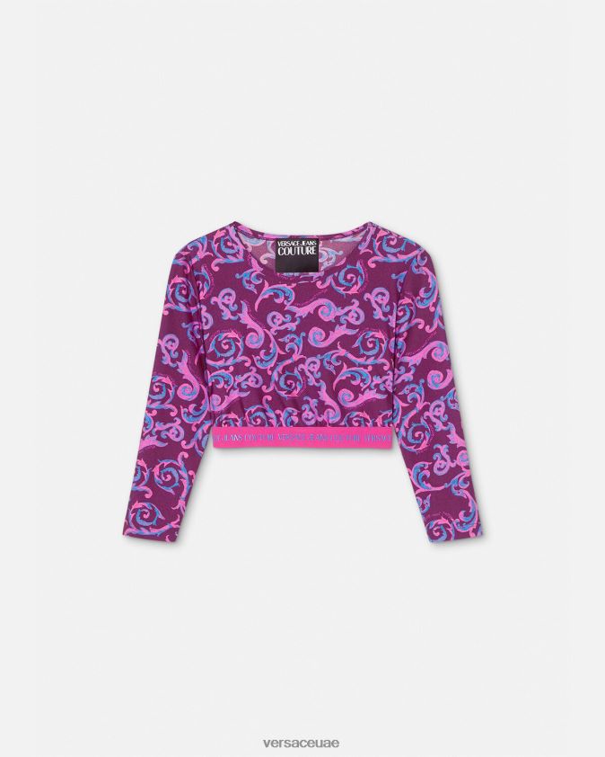 نحيف رسم أعلى المحاصيل تصميم الأزياء الراقية Versace البنفسجي 0FVD2J2166 ملابس