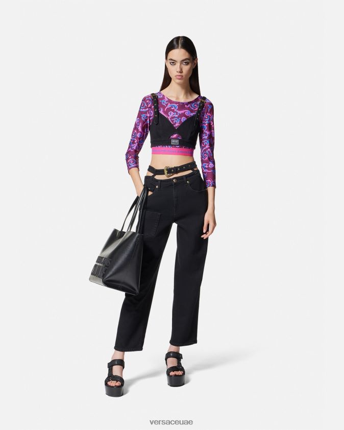 نحيف رسم أعلى المحاصيل تصميم الأزياء الراقية Versace البنفسجي 0FVD2J2166 ملابس
