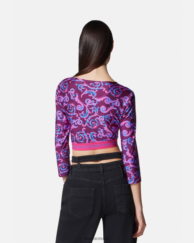 نحيف رسم أعلى المحاصيل تصميم الأزياء الراقية Versace البنفسجي 0FVD2J2166 ملابس