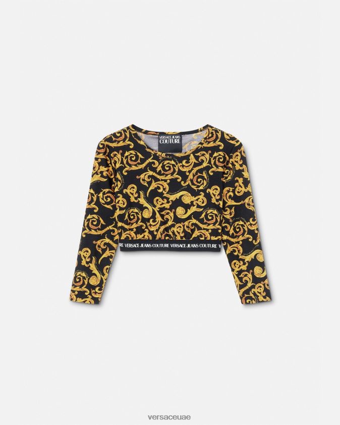 نحيف رسم أعلى المحاصيل تصميم الأزياء الراقية Versace الذهب الأسود 0FVD2J2167 ملابس