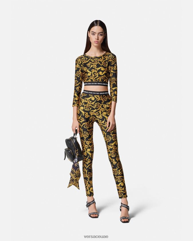 نحيف رسم أعلى المحاصيل تصميم الأزياء الراقية Versace الذهب الأسود 0FVD2J2167 ملابس