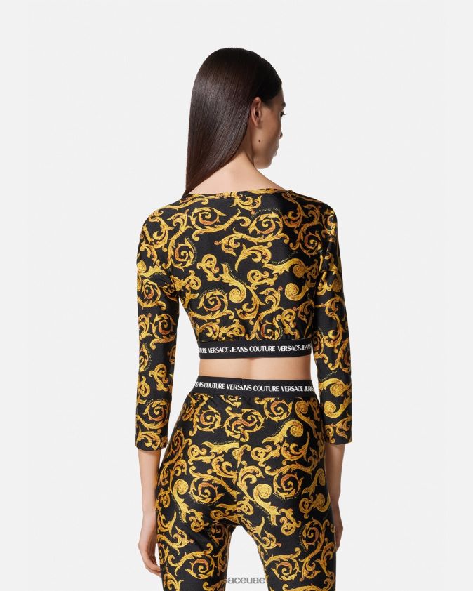 نحيف رسم أعلى المحاصيل تصميم الأزياء الراقية Versace الذهب الأسود 0FVD2J2167 ملابس