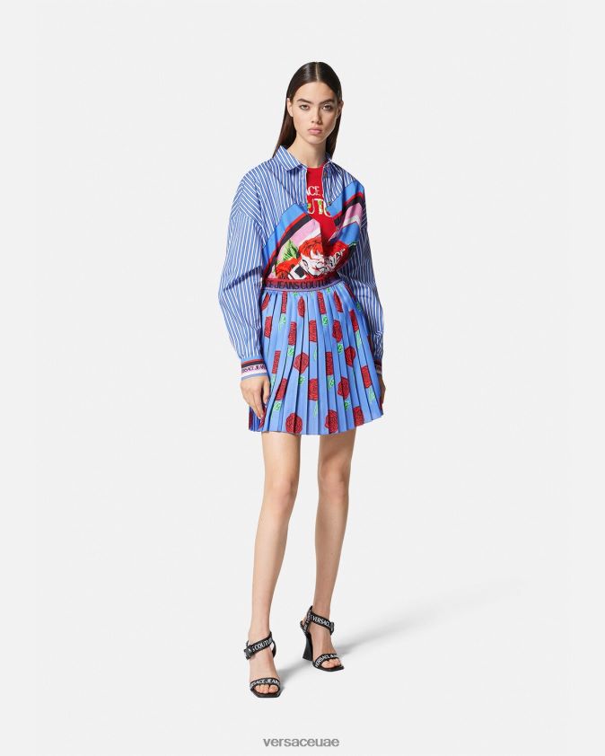 نحيف تي شيرت بشعار الورود Versace البرتقالي 0FVD2J2168 ملابس