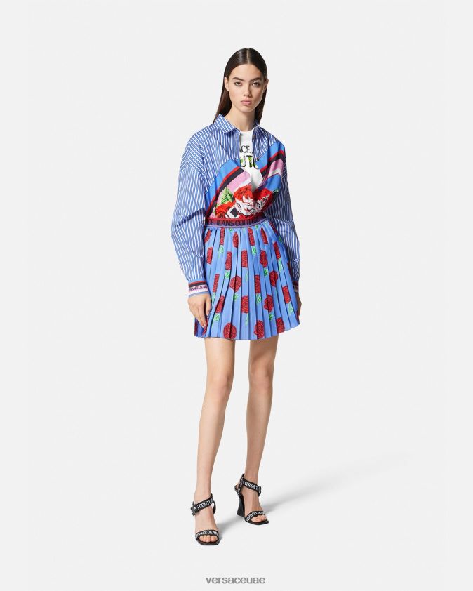 نحيف تي شيرت بشعار الورود Versace أبيض 0FVD2J2169 ملابس