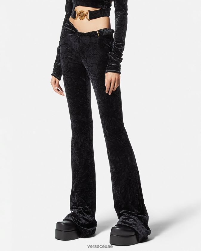 نحيف بنطال مخملي ملفوف Versace أسود 0FVD2J216 ملابس
