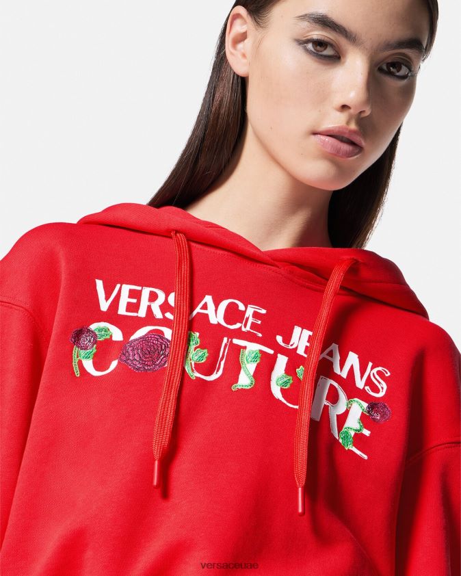 نحيف هودي قصير بشعار الورود Versace البرتقالي 0FVD2J2170 ملابس