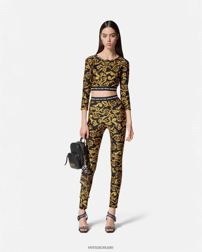 نحيف رسم طماق تصميم الأزياء Versace الذهب الأسود 0FVD2J2178 ملابس