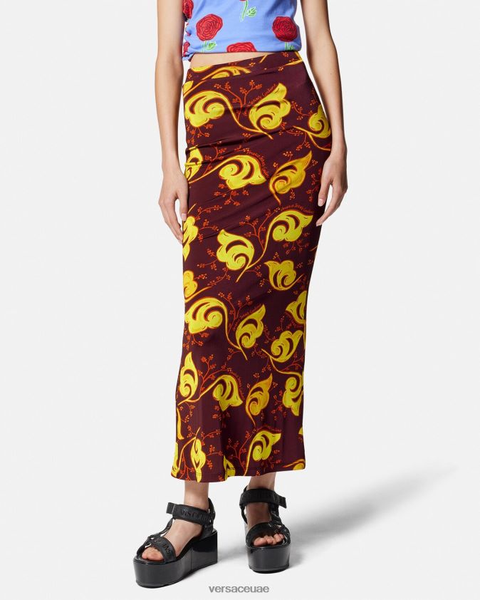 نحيف تنورة ميدي اغصان Versace البنفسجي 0FVD2J2181 ملابس