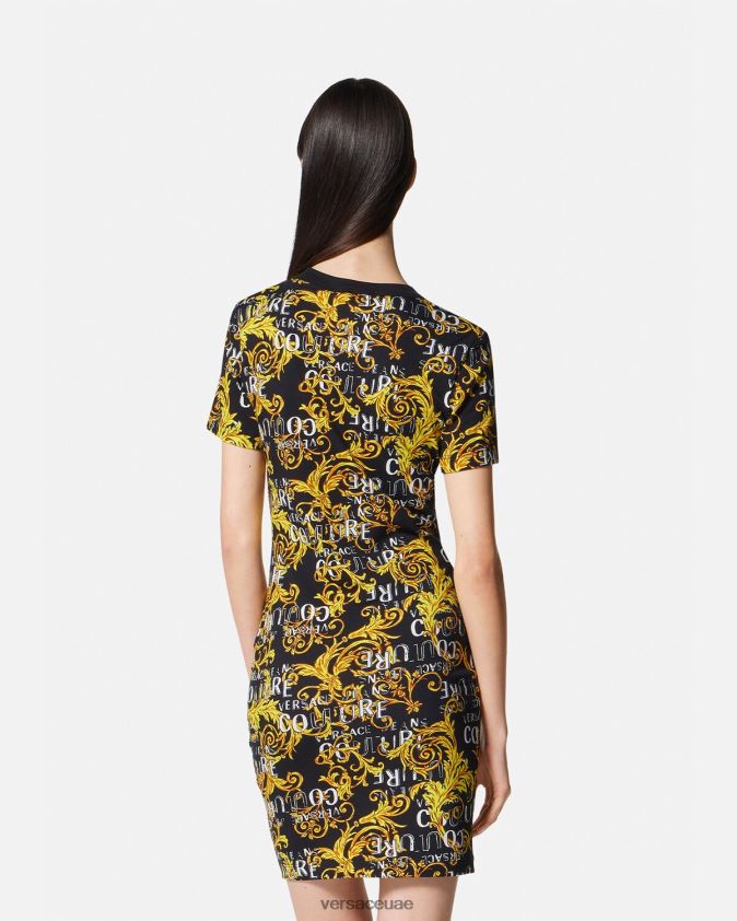 نحيف فستان تي شيرت بشعار الماركة Versace الذهب الأسود 0FVD2J2183 ملابس
