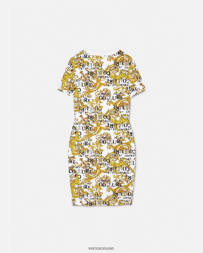 نحيف فستان تي شيرت بشعار الماركة Versace الذهب والأبيض 0FVD2J2185 ملابس