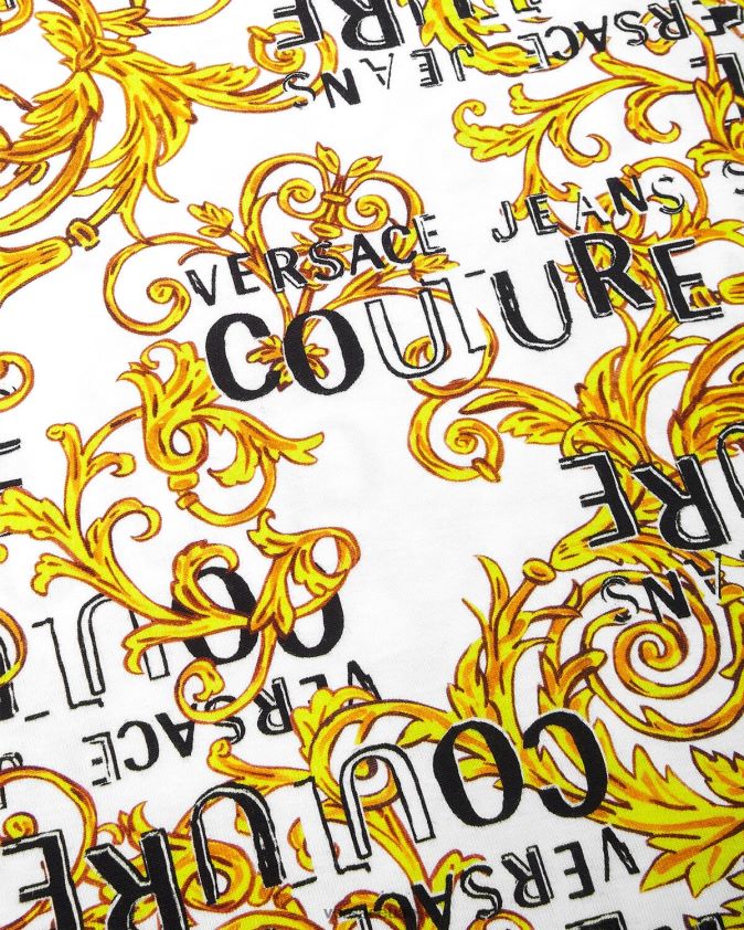 نحيف فستان تي شيرت بشعار الماركة Versace الذهب والأبيض 0FVD2J2185 ملابس
