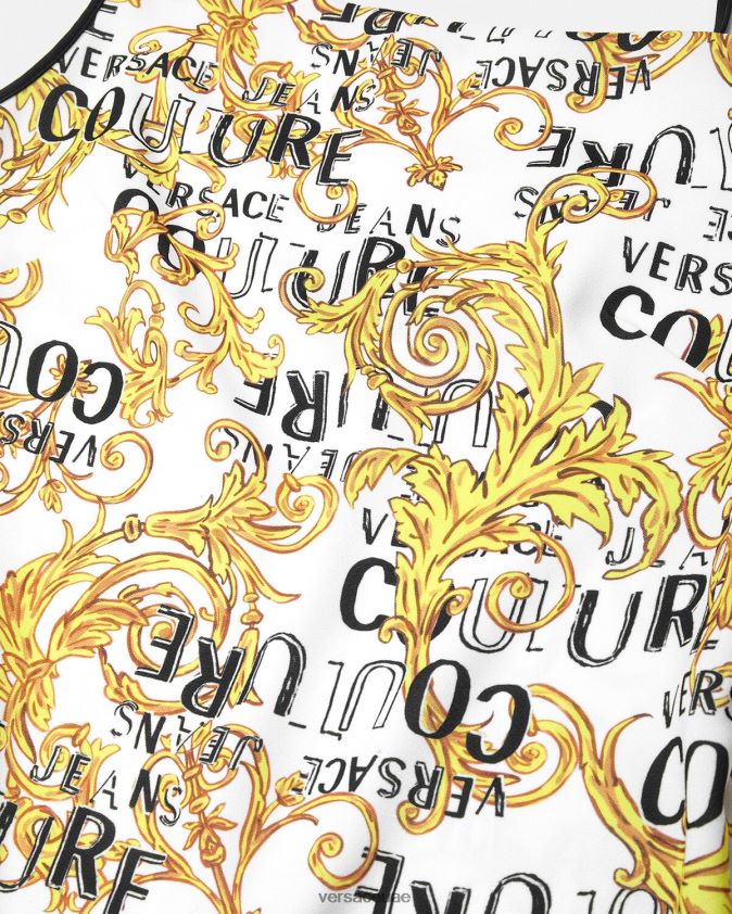 نحيف فستان صغير بشعار الماركة Versace الذهب والأبيض 0FVD2J2187 ملابس