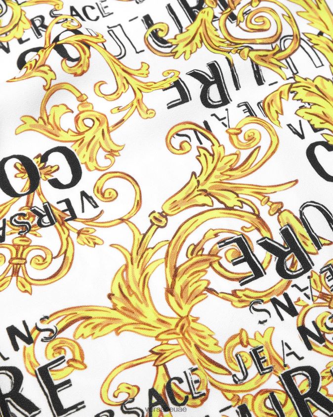نحيف فستان صغير بشعار الماركة Versace الذهب والأبيض 0FVD2J2187 ملابس