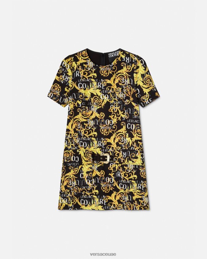 نحيف فستان صغير بشعار الماركة Versace الذهب الأسود 0FVD2J2189 ملابس