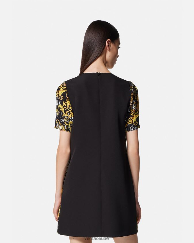 نحيف فستان صغير بشعار الماركة Versace الذهب الأسود 0FVD2J2189 ملابس