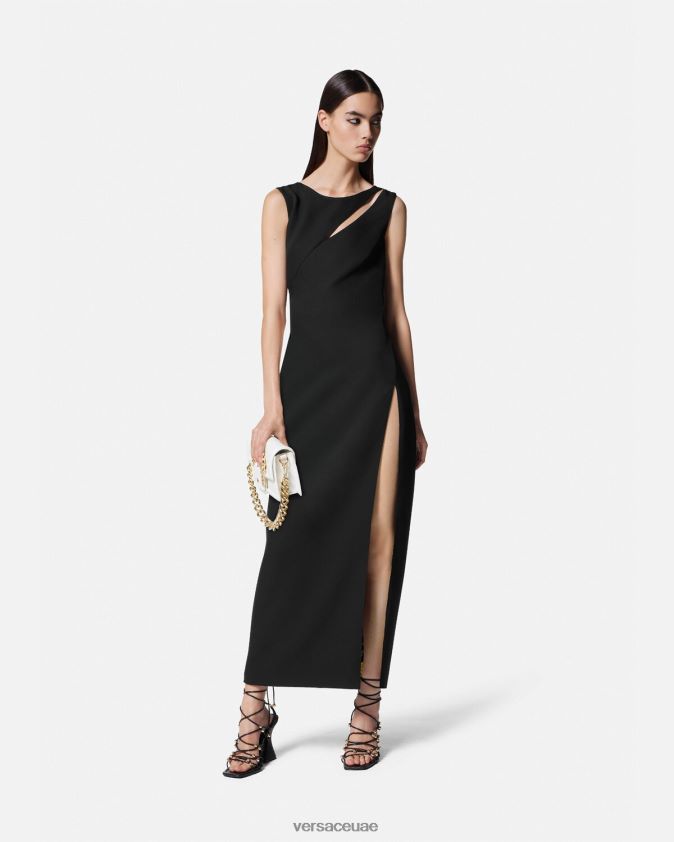 نحيف فستان ميدي بشعار الماركة Versace أسود 0FVD2J2190 ملابس