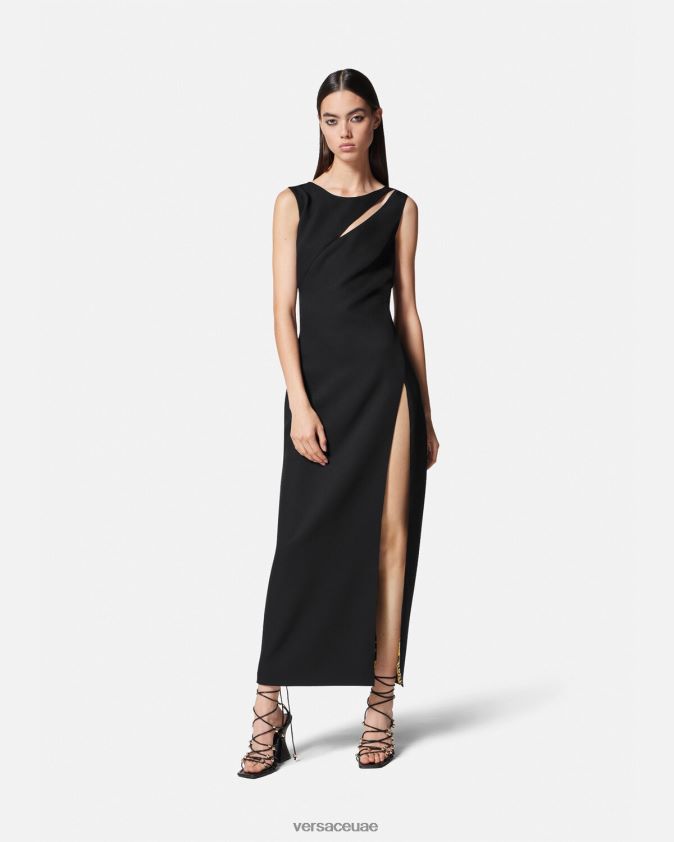 نحيف فستان ميدي بشعار الماركة Versace أسود 0FVD2J2190 ملابس