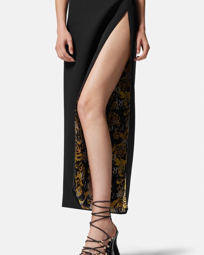 نحيف فستان ميدي بشعار الماركة Versace أسود 0FVD2J2190 ملابس