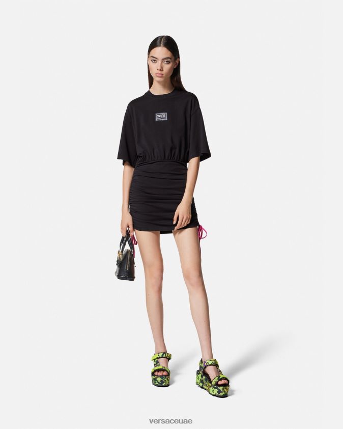 نحيف فستان تي شيرت بشعار رقم القطعة Versace أسود 0FVD2J2192 ملابس