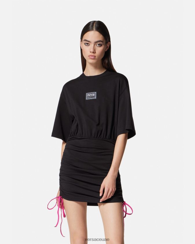 نحيف فستان تي شيرت بشعار رقم القطعة Versace أسود 0FVD2J2192 ملابس