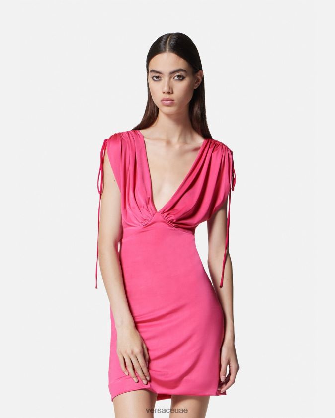 نحيف فستان ميني مكشكش Versace ضارب الى الحمرة 0FVD2J2193 ملابس