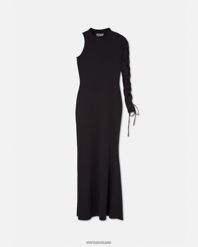 نحيف فستان طويل بكتف واحد Versace أسود 0FVD2J2194 ملابس