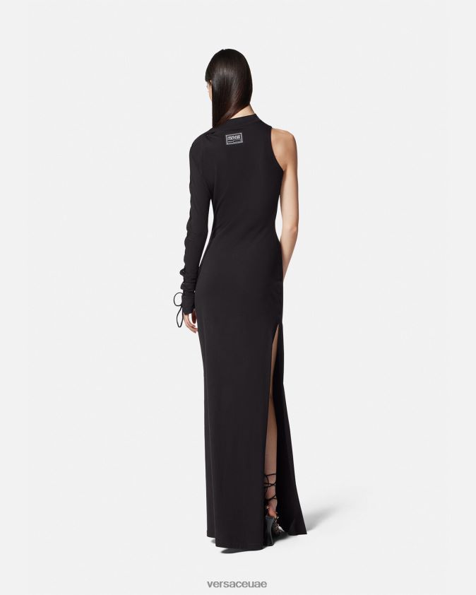 نحيف فستان طويل بكتف واحد Versace أسود 0FVD2J2194 ملابس