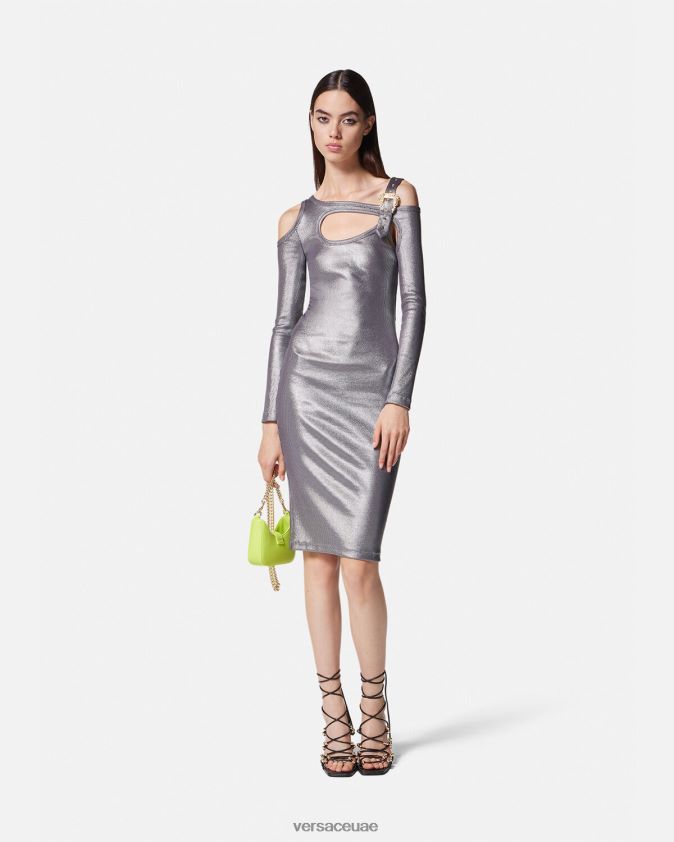 نحيف فستان ميدي بفتحات على شكل مشبك باروكي Versace فضة 0FVD2J2196 ملابس