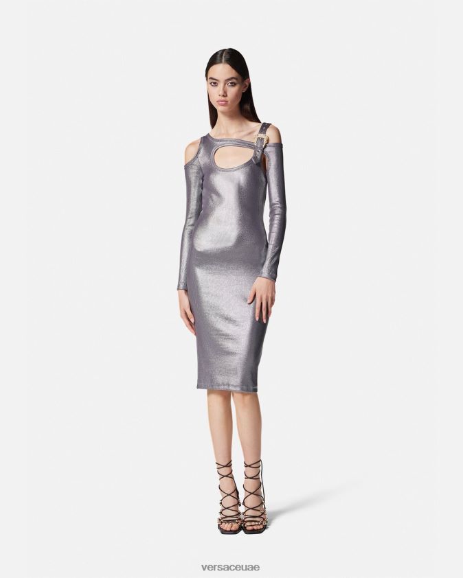 نحيف فستان ميدي بفتحات على شكل مشبك باروكي Versace فضة 0FVD2J2196 ملابس