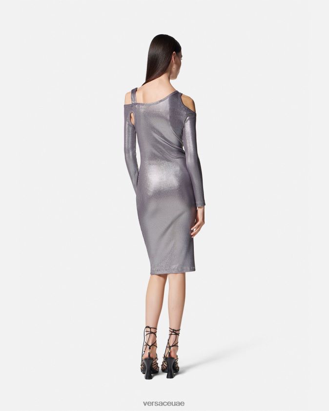 نحيف فستان ميدي بفتحات على شكل مشبك باروكي Versace فضة 0FVD2J2196 ملابس
