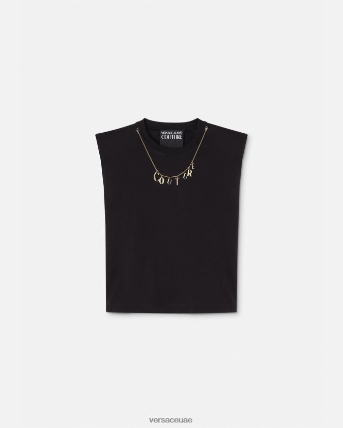 نحيف سحر بلا أكمام تي شيرت Versace أسود 0FVD2J2199 ملابس