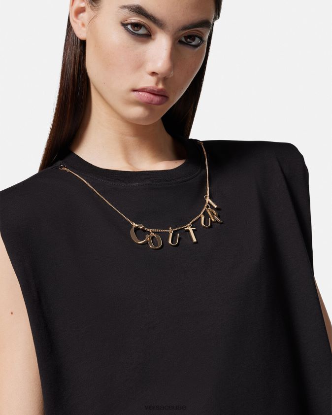 نحيف سحر بلا أكمام تي شيرت Versace أسود 0FVD2J2199 ملابس