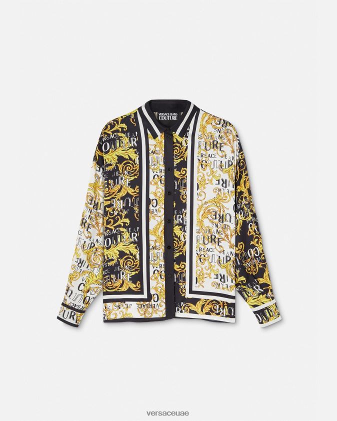 نحيف قميص كوتور الشعار Versace الذهب الأسود 0FVD2J2202 ملابس