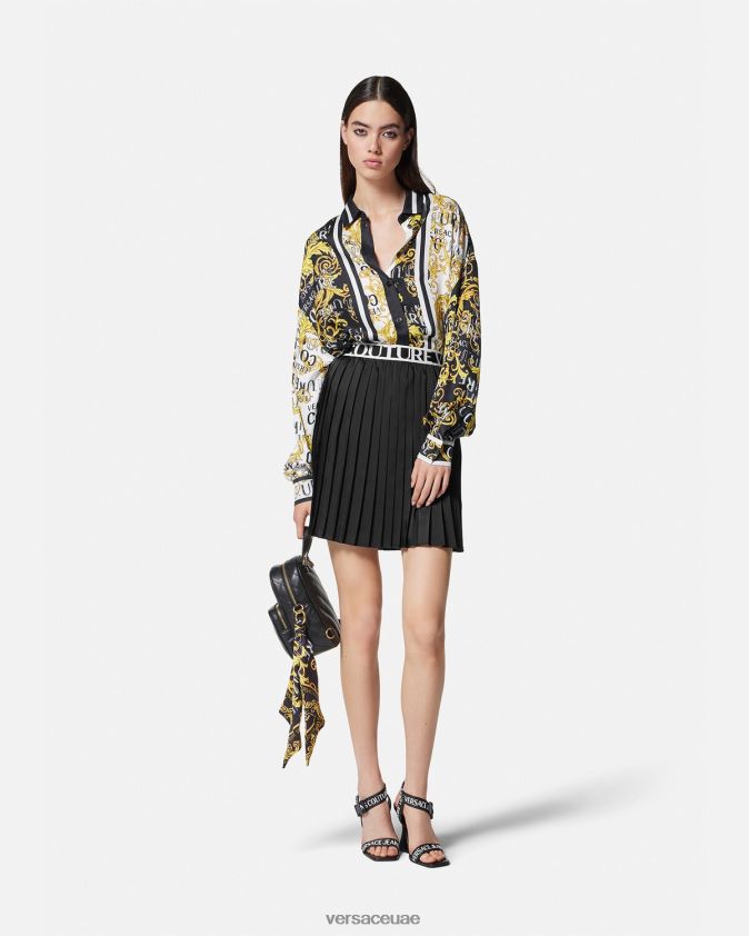 نحيف قميص كوتور الشعار Versace الذهب الأسود 0FVD2J2202 ملابس