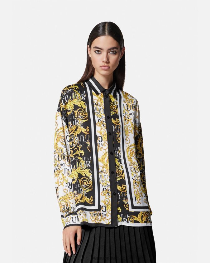 نحيف قميص كوتور الشعار Versace الذهب الأسود 0FVD2J2202 ملابس