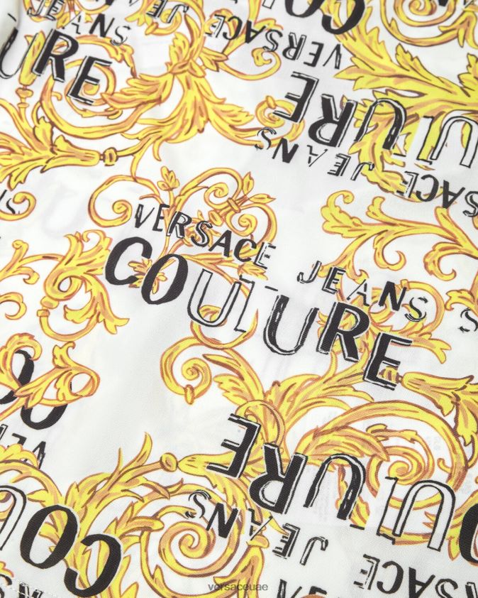 نحيف بلوزة بكتف واحد وشعار الماركة Versace الذهب والأبيض 0FVD2J2205 ملابس